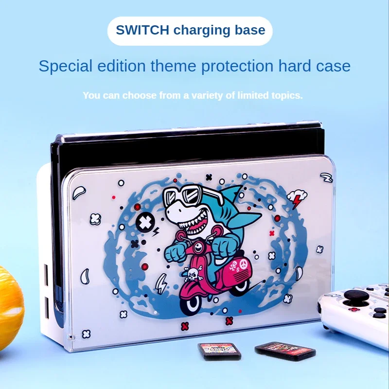 JIMITU for Nintend Switch OLED Version Charging Base Hard Protective Shell Cover Love Cartoon Theme Accessories Case Dust