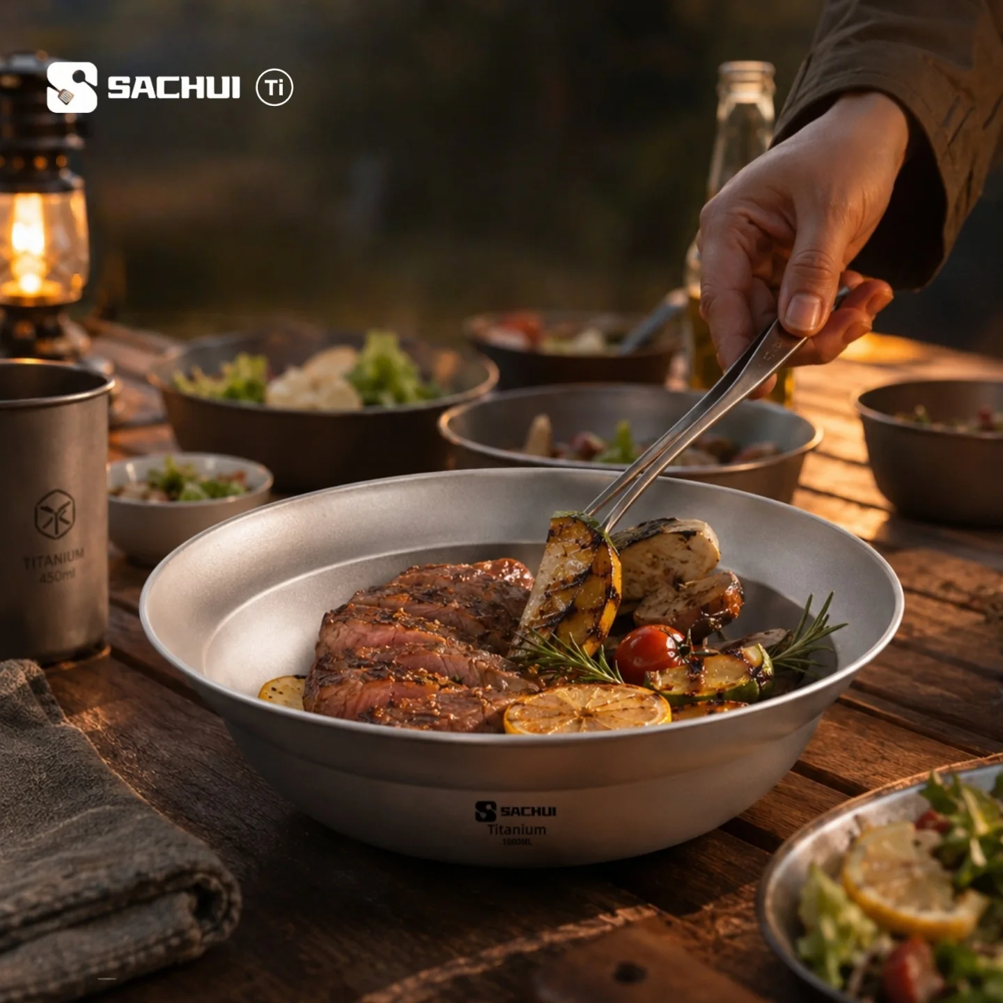Titanium Ultralight Camping Bowl Plate Set 2