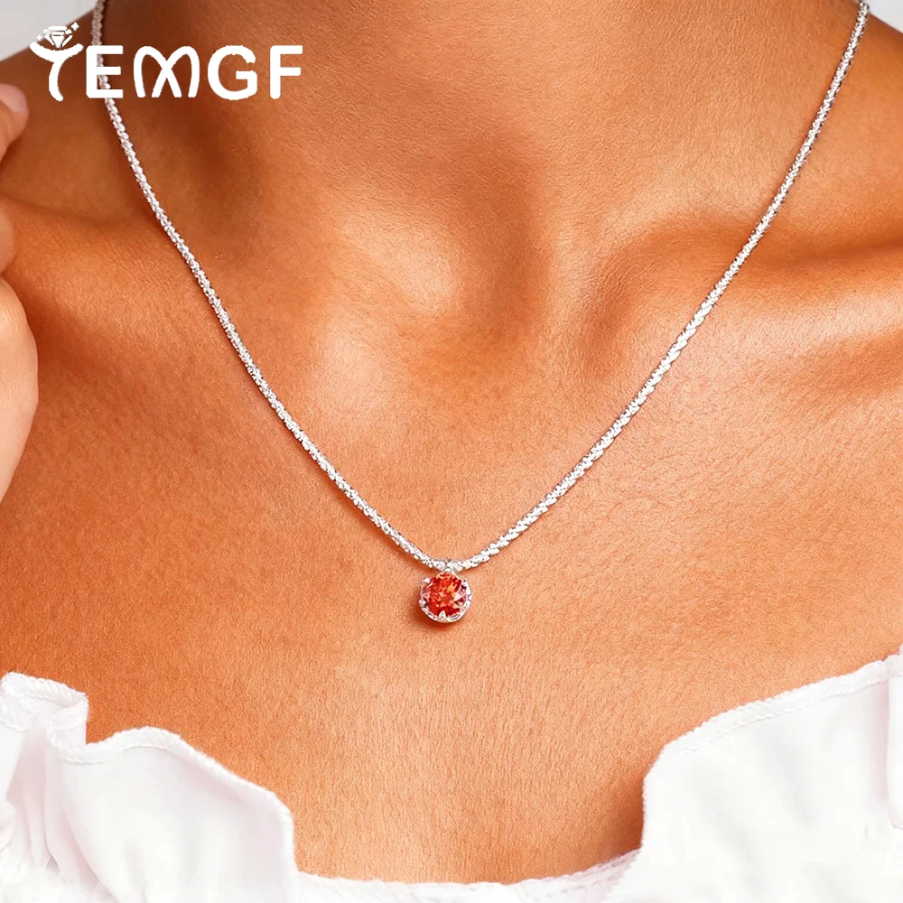 

TEMGF Moissanite Pendant Necklaces S925 Sterling Silver Chain for Women Girls Sparkling Fashion Fine Jewelry Birthday Gifts