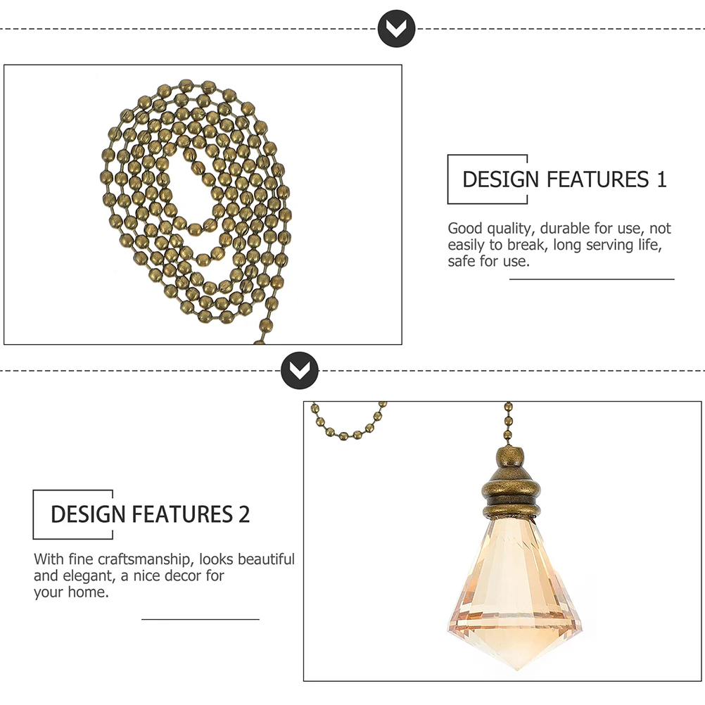 

2Pcs Ceiling Fan Pull Chain Premium Glass Copper Bead Chain Pulling Extension Decorative Connector for Ceiling Lights Fans