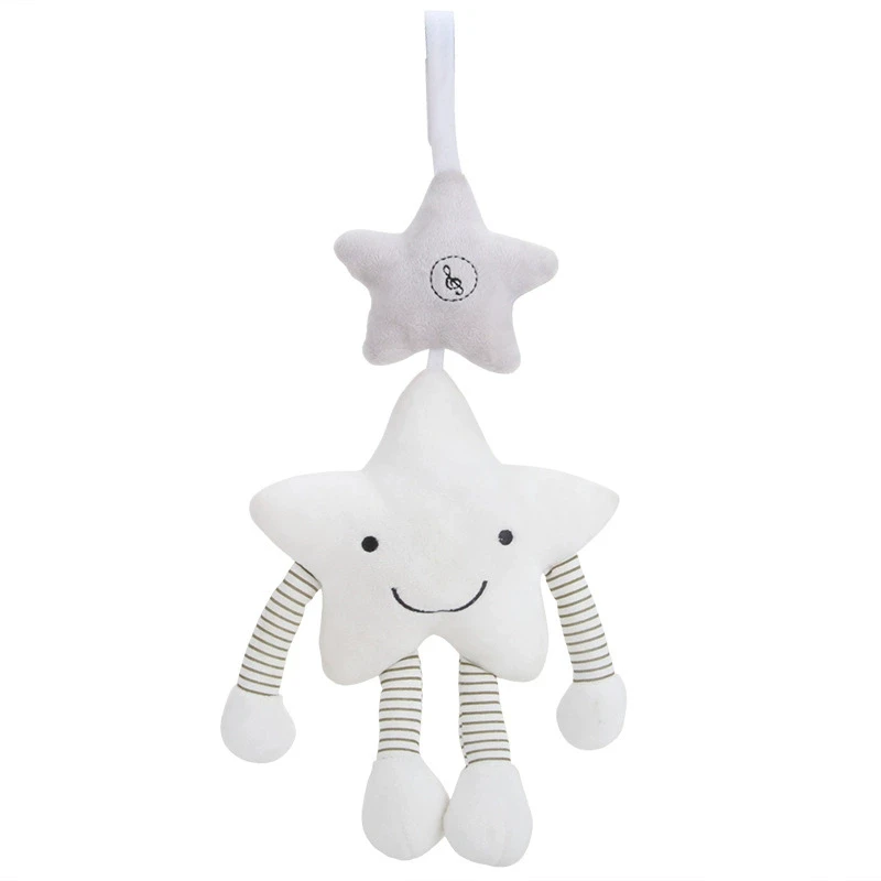 Cartoon white five-pointed star car hanging baby sleeping sound toys baby music wind chime toys