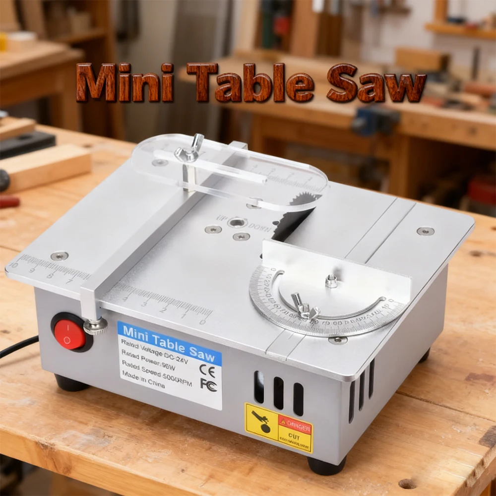 

Small Benchtop Mini Table Saw - 5000RPM 24V Electric Saw for DIY Crafts, Wood & Plastic Small Material Cutting