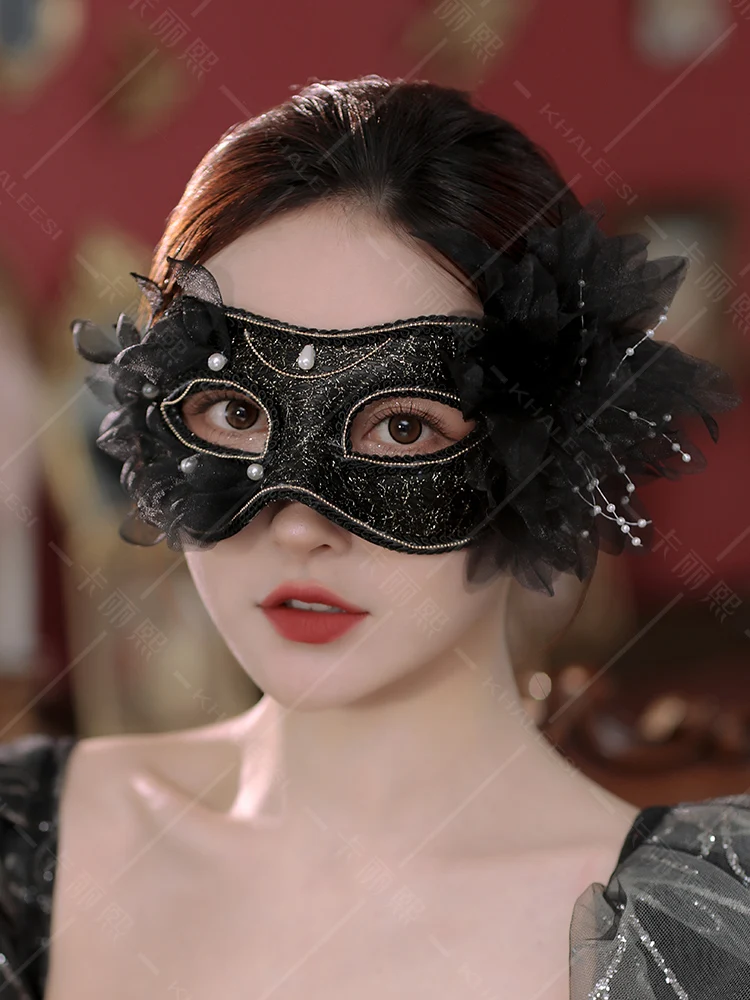 

Mask Women's Handmade Black Silk Yarn Sexy Color Matching Fashion Simple Suitable Dance Party Banquet Eye Mask Performance Props