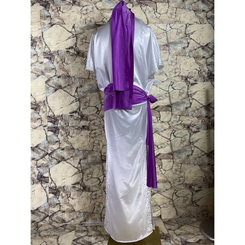 Bata de danza del vientre personalizada, mono holgado de satén Baladi Folk Shaabi, mono con cuello de camisa oriental, Ropa de baile exótica, traje de danza del vientre