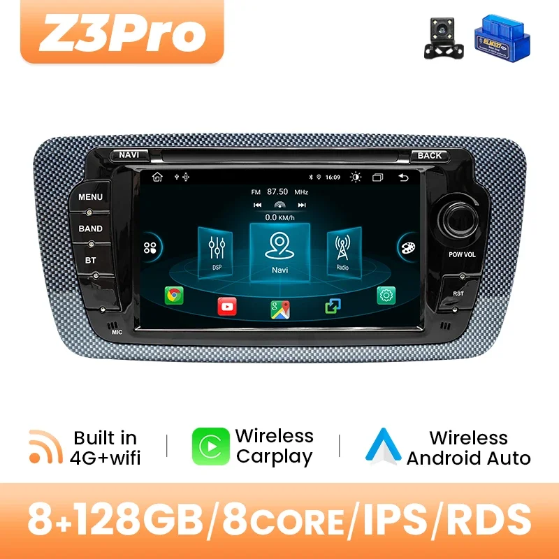 Draadloze Carplay autoradio voor Seat Ibiza 6J MK4 Sport Coupé Ecomotive Cupra 2009-2013 Android 14 GPS DSP 4G Wifi Stereo