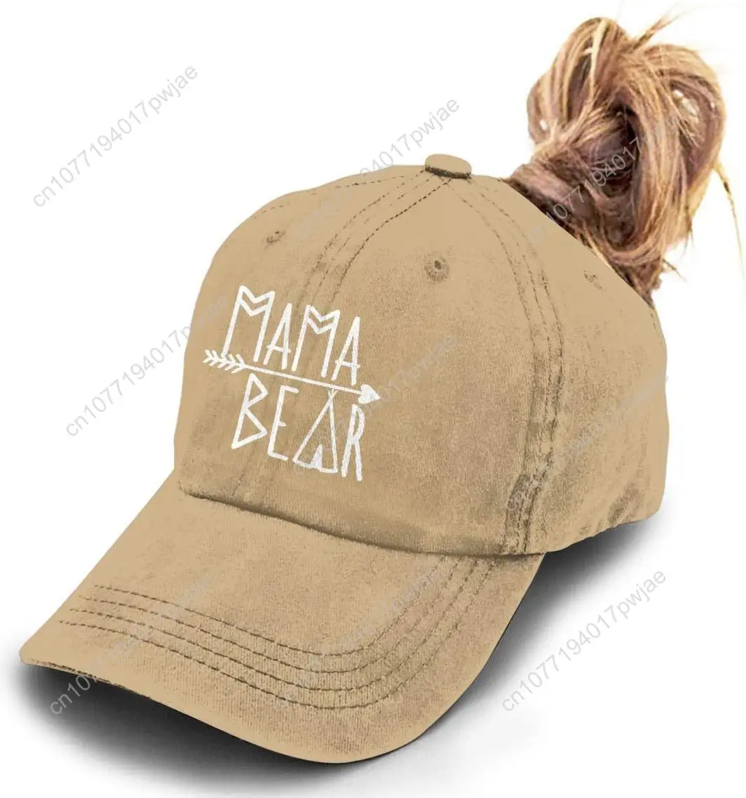 KKMKSHHG Unisex Mama Bear denim hoed verstelbare gewassen geverfde katoenen papa baseball caps
