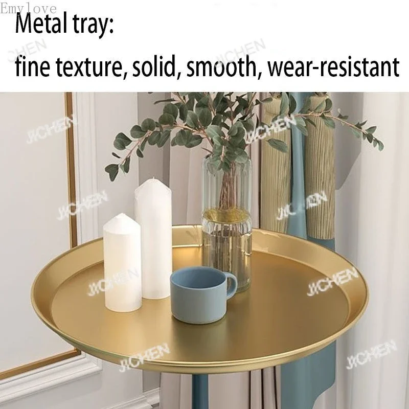 Meja Samping JCX Nordic Creative, Meja Bundar Kecil Modern Minimalis dari Besi untuk Ruang Tamu, Meja Kopi Sofa, Lemari Samping