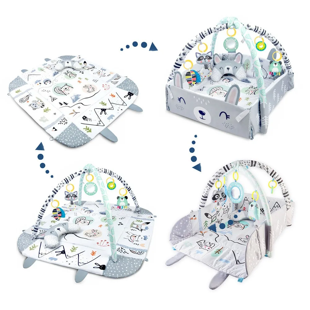 Tummy Time Mat Stage Based Baby Play Gym Multi-Sensory & Motor Skills Development Baby Play Mat with Toys Portable Activity Mat