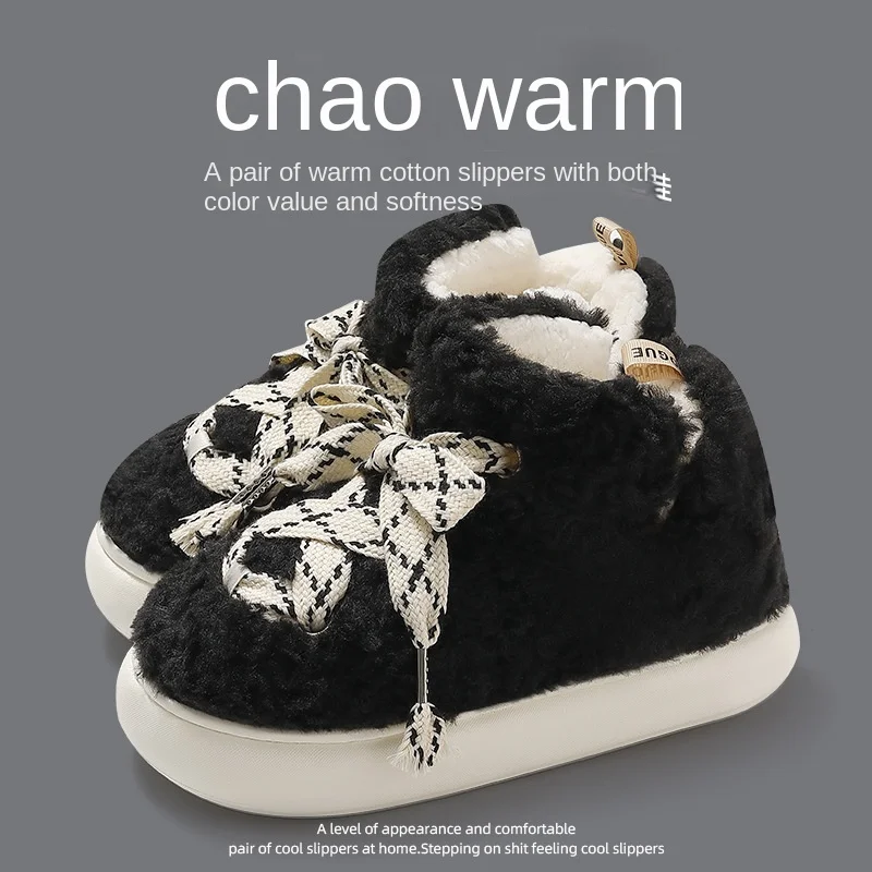 

Winter cotton slipper bag heel women's home cute platform home men's winter plush warm cotton shoes men's winter