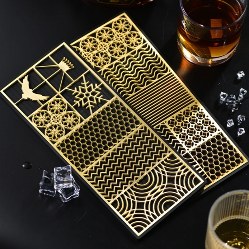 1Pc Ice Cube Design Plate Food Grade Brass Ice Stamp Mold Ice Printing Bar Bartender Whisky Pressing Stamping Square Tray