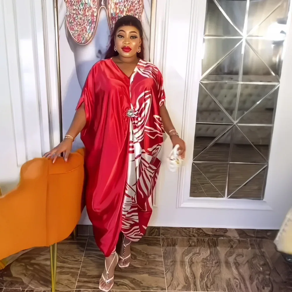African Dresses for Women Satin Party Gown Dubai Abaya Turkey Kaftan Loose Party Gown Boubou Robe Ankara Dashiki Caftan Marocain