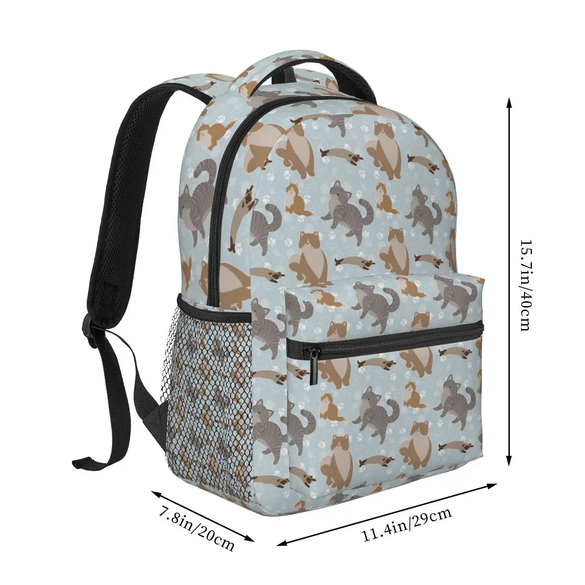 Gray Ginger And Siamese Kittens Cats  Backpacks Boys Girls Bookbag Students School Bags Kids Rucksack Shoulder Bag big Capacity