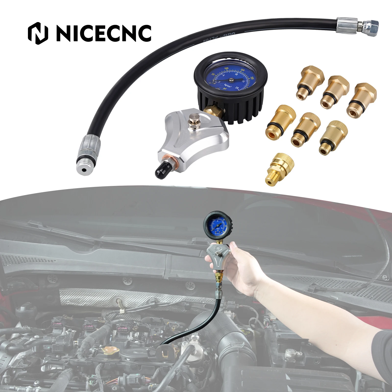 Probador de Compresión de Motor para Automóviles UTV y Motocicletas, para Harley, BMW, Polaris, CamAm, Yamaha, Suzuki, Kawasaki, Honda, Bujías de 10/12/14 mm