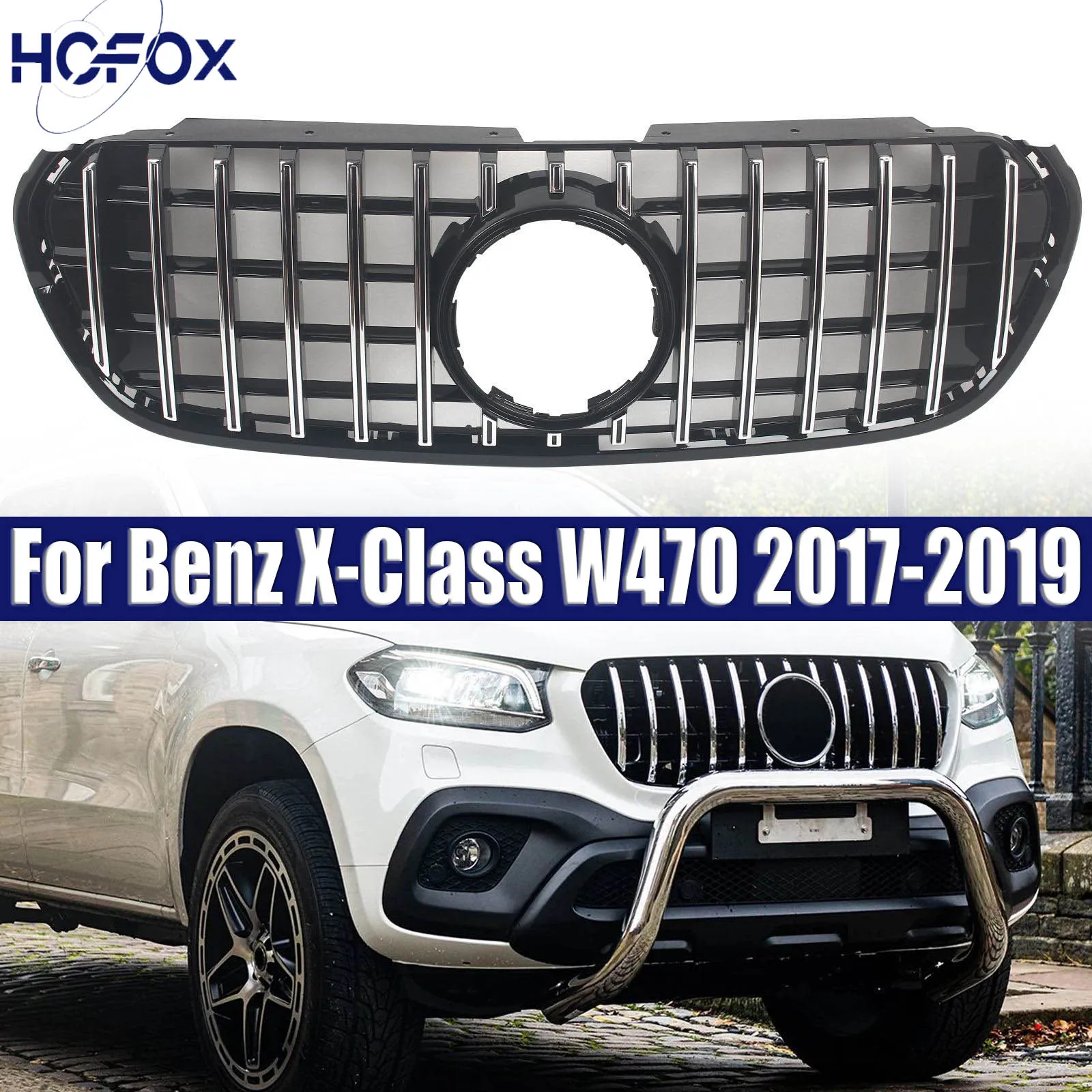 

For Mercedes Benz X-Class W470 2017-2019 GT Car Front Hood Grill Grille Replacement Front Inlet Mesh Grille Bumper Grill Middle