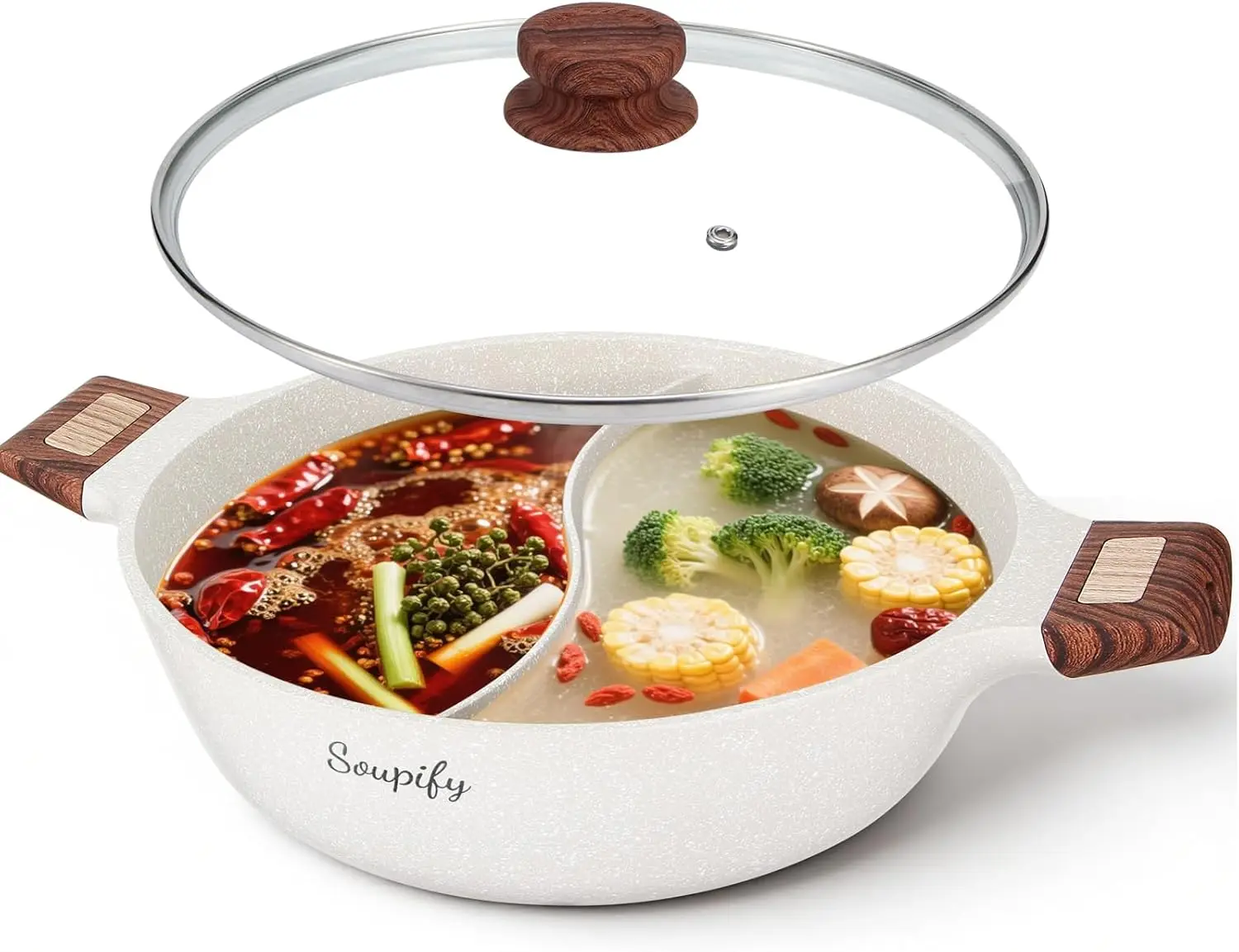 

5-QT Shabu Shabu Pot with Divider, Non-Stick Hot Pot for Family Gatherings
