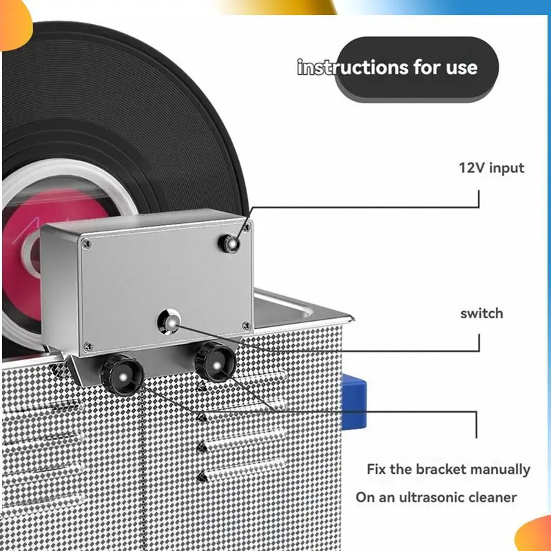 B48A 6L Ultrasonic Vinyl Record Washer With Bracket Vinyl Rotating Cleaner For Wash 7-12 Inch LP EP Discs 1 RPM/MIN