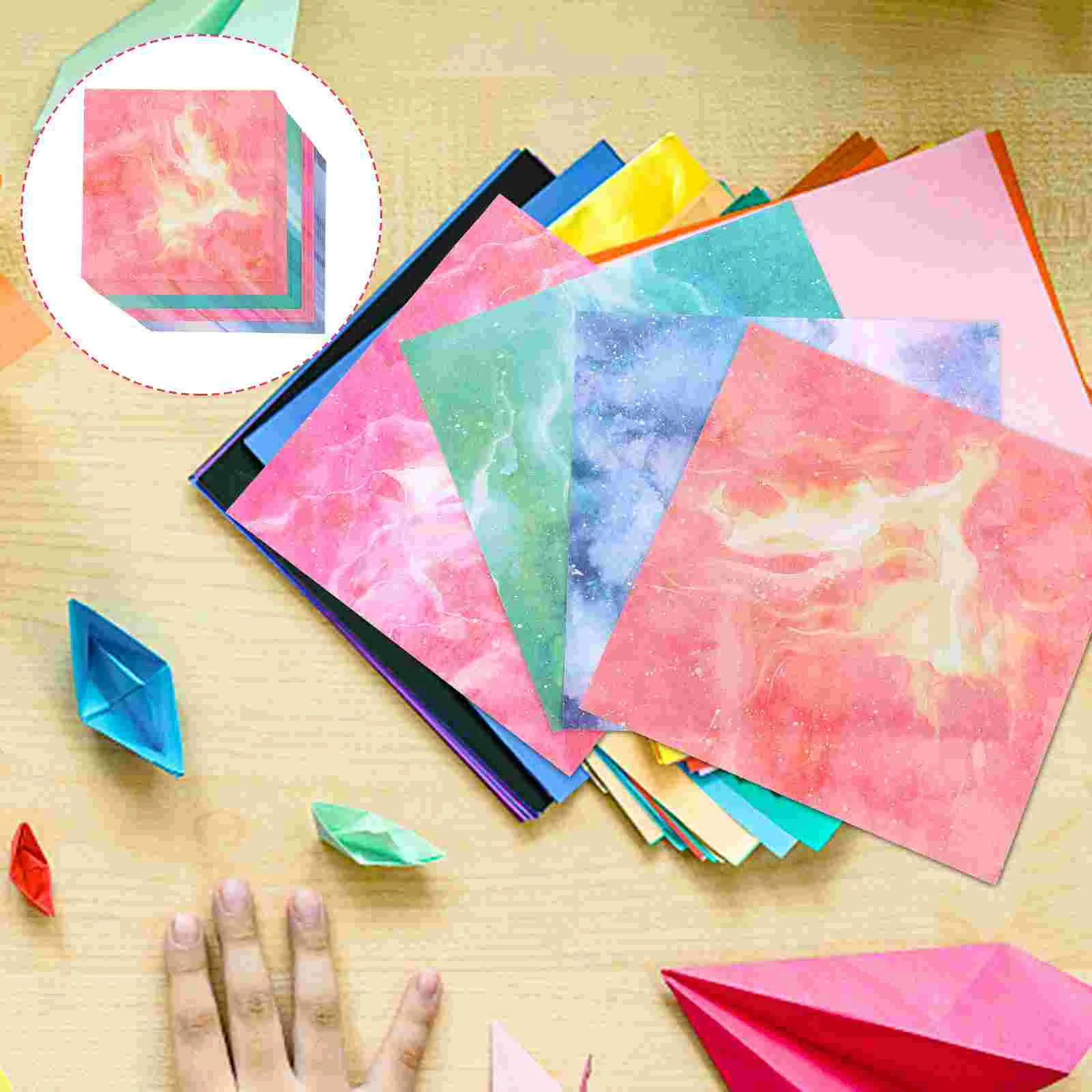 400 Sheets Origami Folding Paper Scrapbook Foldable Craft Cardboard Kraft Colored Kids DIY Manual Child