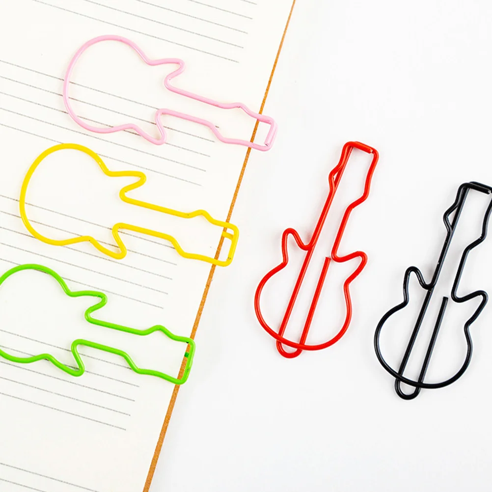 

50Pcs Guitar Shaped Paper Clips Metal Bookmarks Creative Music Themed Office Supplies Planner Accessories Party Favors