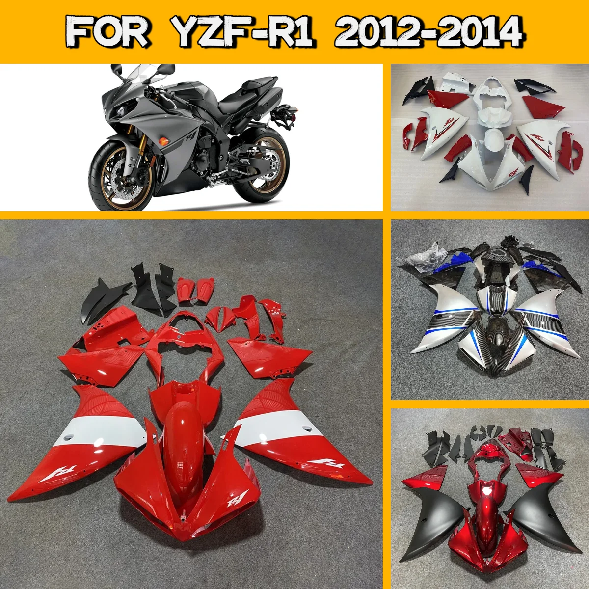 

For 2012 2013 2014 Yamaha YZFR1 Fairing Kit Injection Molded Parts 12 13 14 YZF R1 Motorcycle Fairings Set