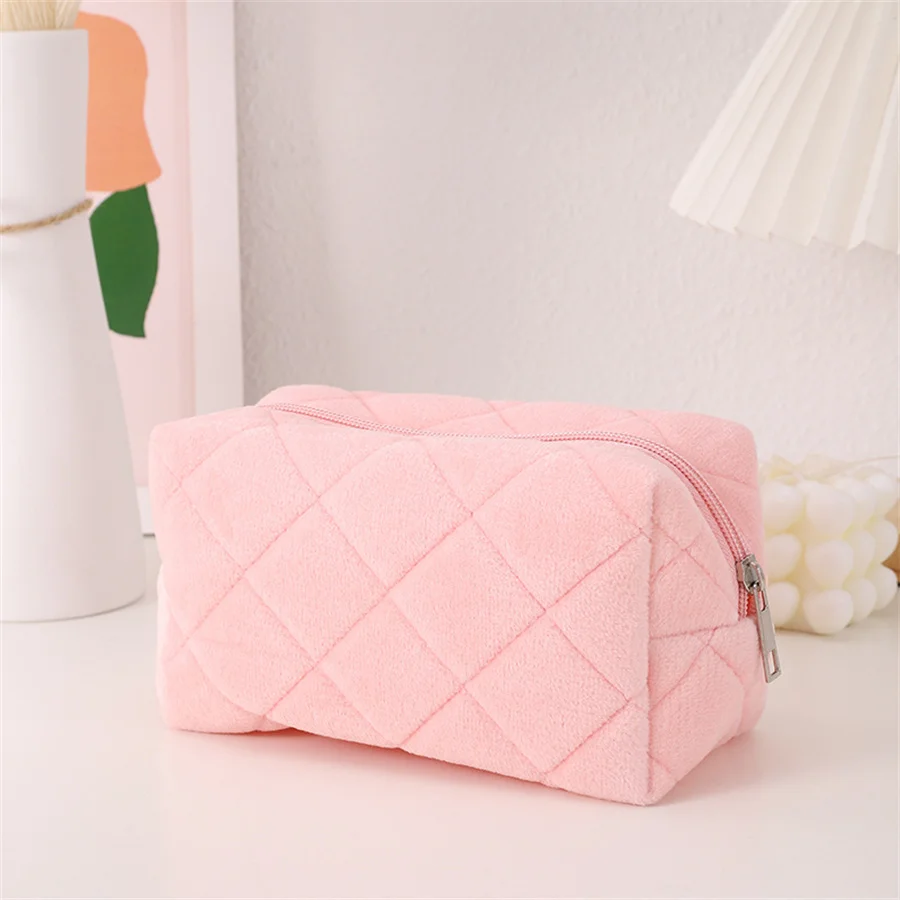 Kawaii Plush Travel Cosmetic Lipstick Brush Storage Bag Toiletry Kit Women Cute Makeup Handbags Organizer Pouch Pencil Case Bags