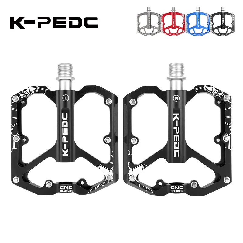 Bike Pedal Aluminum Alloy MTB Wide Platform Flat Non-Slip Bicycle Pedals with 3 Bearings for Mountain Bikes