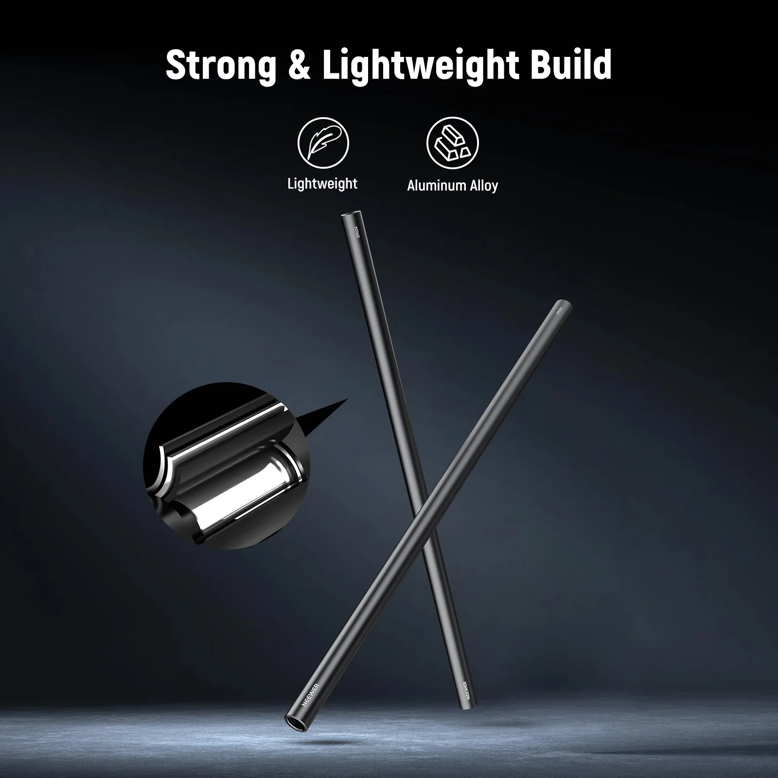 NEEWER 2pcs 10/20/30/40 Rod Aluminum Alloy Extendable 15mm Extension Rods for 15mm LWS Rod Rail System Shoulder Rig Baseplate