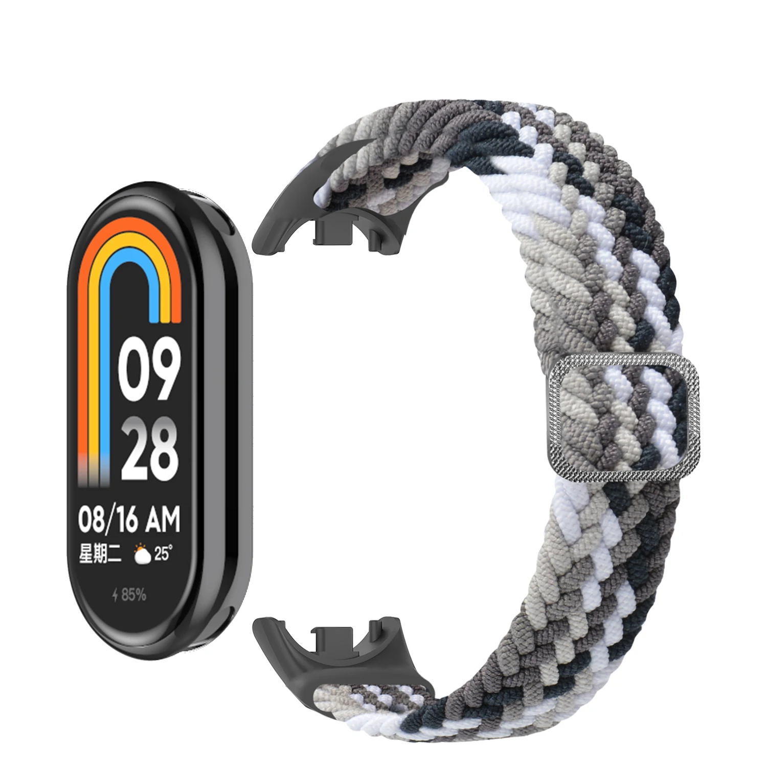 Braided solo loop Strap for Mi band 8 NFC bracelet Elastic adjustable Nylon smartwatch correas Wristband for xiaomi Mi band 8 9