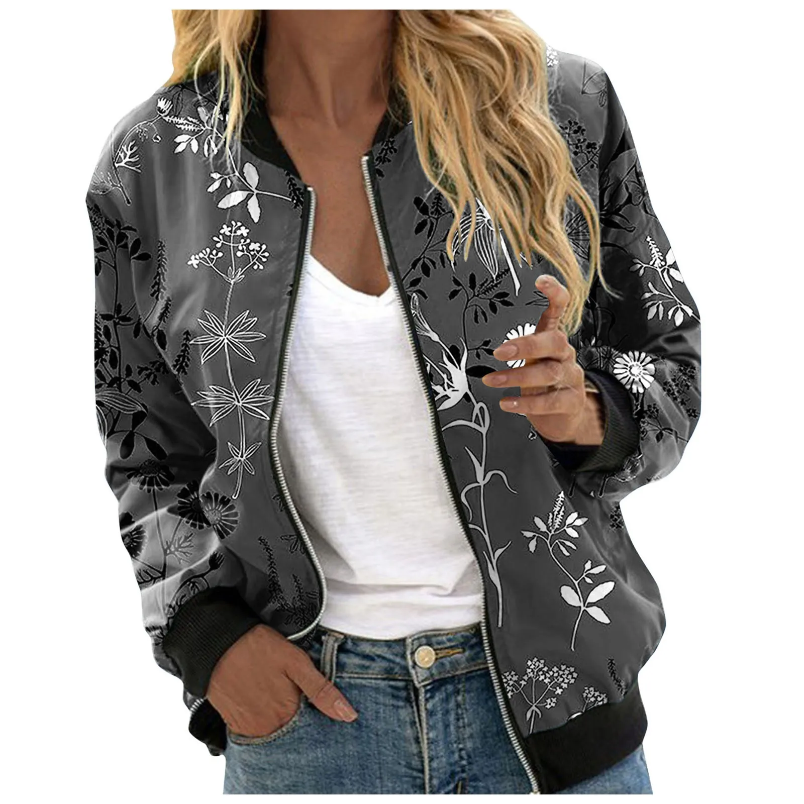 Vintage Feather Bomber Biker Jackets Women\'s Autumn Casual Long Sleeve Coat Female Zipper Short Jackets Slim Outwears Streetwear