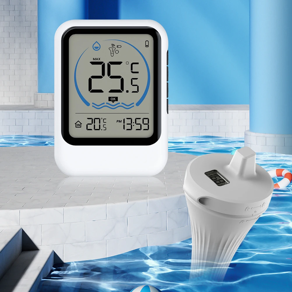 Smart Pool Thermometer IPX7 Waterproof Swimming Pool Thermometer Digital Pool Thermometer for Ice Bath Tub Fishbowl Pond Hot Tub