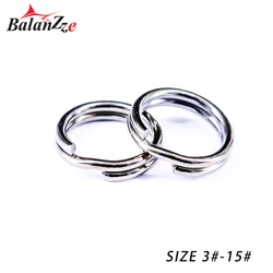 Balanzze 50pcs Fishing Split Rings 3.5mm-15mm Fishing Tackle Stainless Steel Double Loop Split Open Rings Fishing Equipment