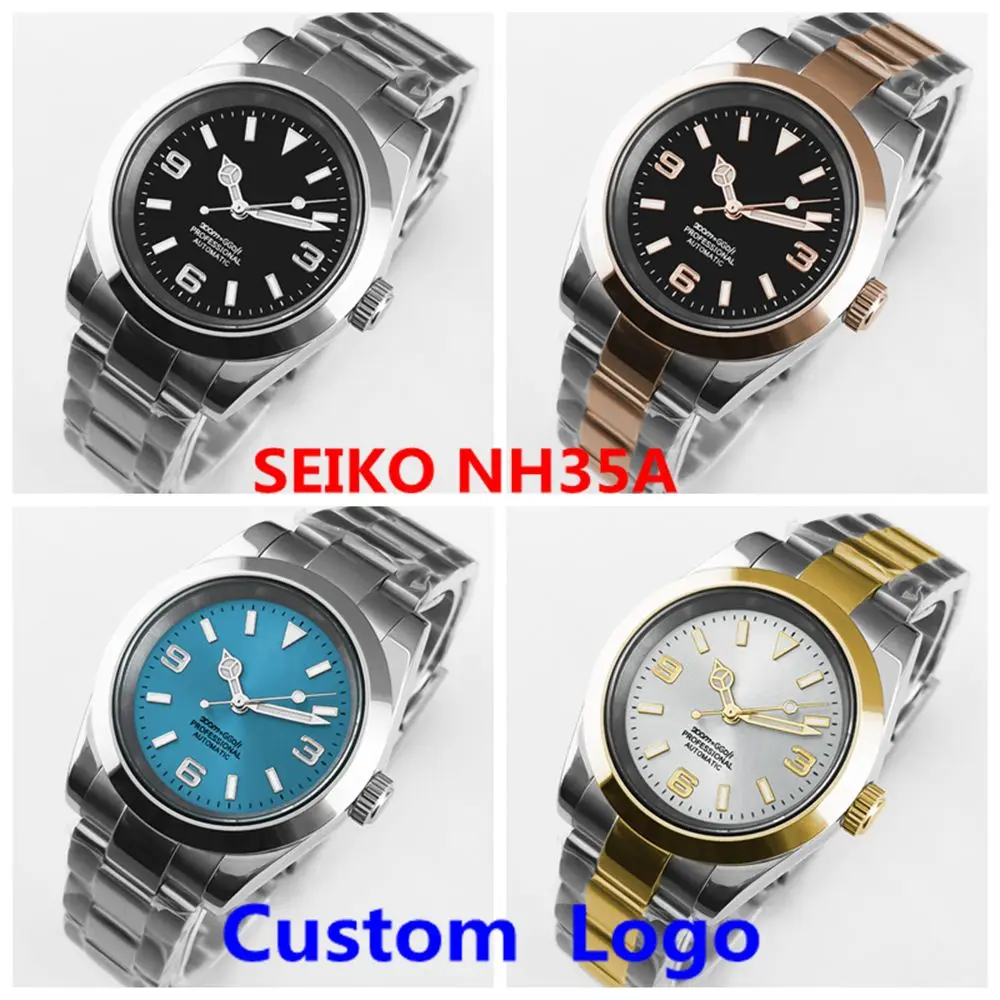 

Custom Logo Men Watch NH35 Automatic Mechanical Wristwatches Sapphire Luminous Sapphire Glass 36MM/39MM 10Bar Reloj Hombre