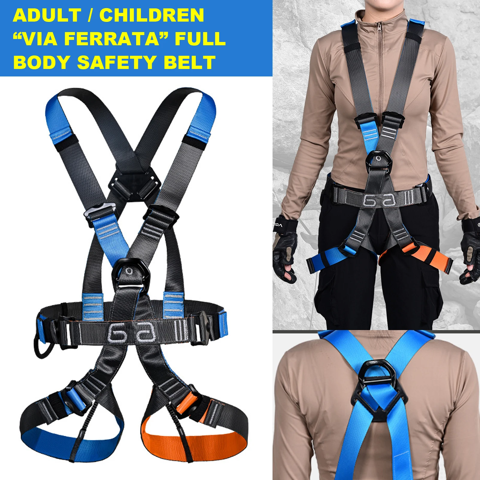 

Ремень безопасности для всего тела «Via Ferrata» для взрослых и детей, расширение для альпинизма и приключений, высотный ремень безопасности для работы на открытом воздухе, P879