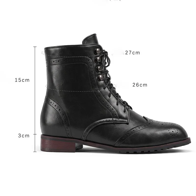 REAVE CAT Green Men's Ankle Boots Round Toe 3cm Low Heel Lace Up Large Size 47 48 49 50 Casual Retro Handmade Short Botas Shoes