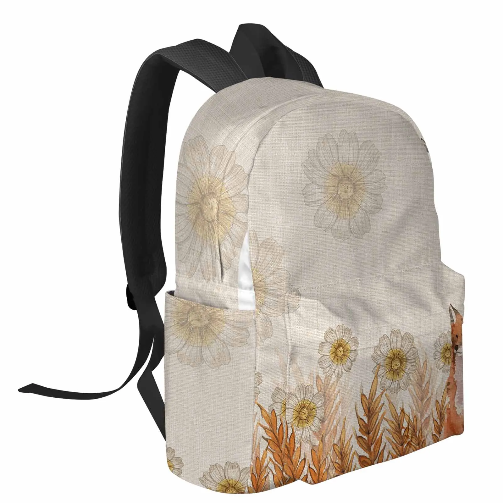 Wheat Ear Daisy Fox Backpack School Bags for Teenagers Students Laptop Bag Women's Casual Travel Backpack