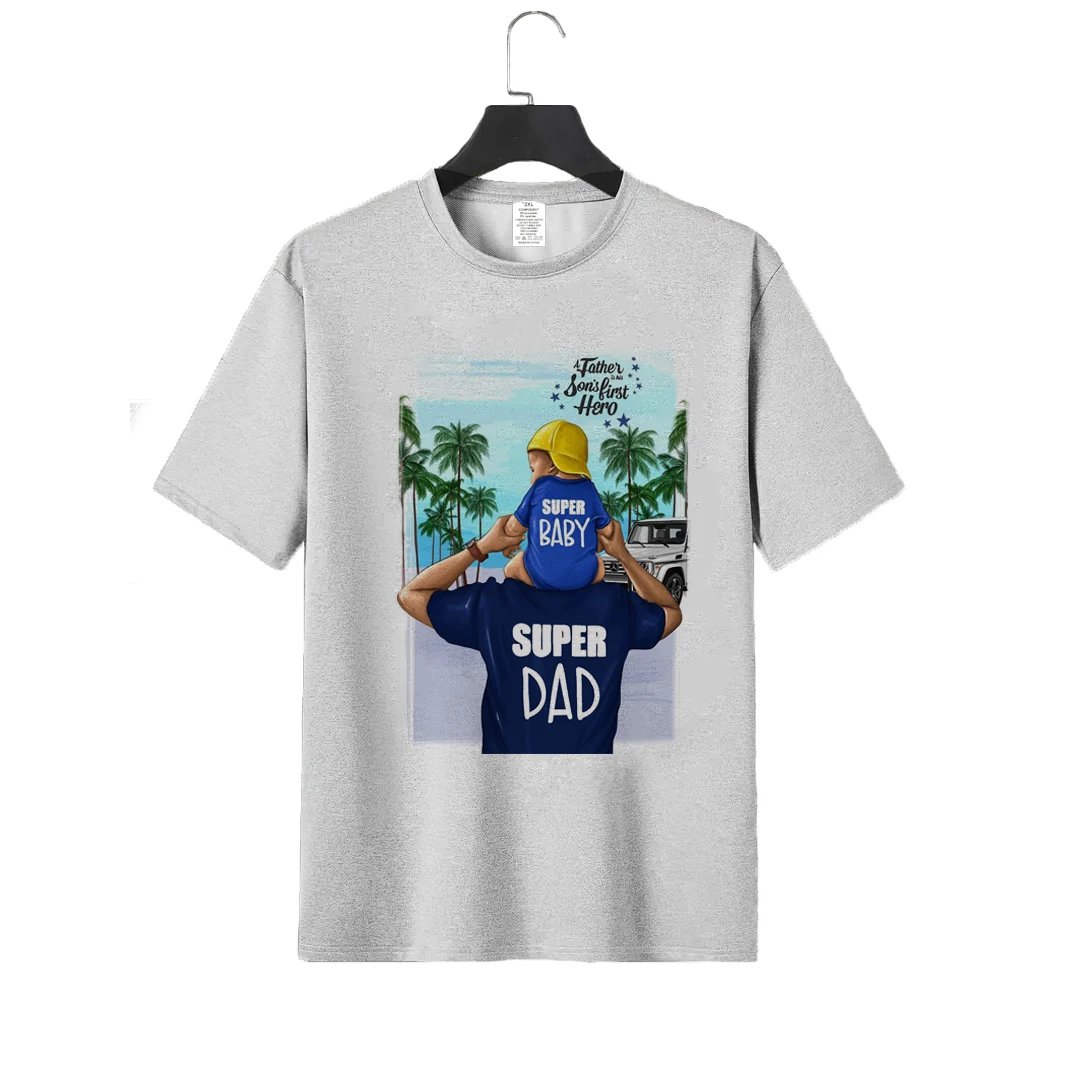 Fashion Fathers Day Gift Mens Tees Super Papa Best Dad Ever print Man oversized t-shirt 4Colors clothing plus size Tops