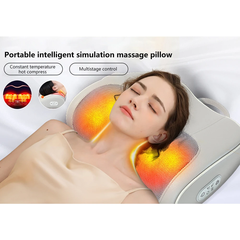 Multifunctional Massage Pillow 3 Level Relaxation Massage Pillow Vibrator Electric Neck Shoulder Heating Kneading Massage Pillow