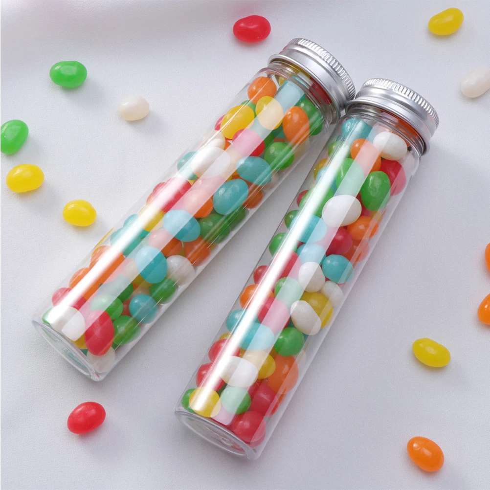 

6PCS 110ml Plastic Clear Test Tubes Flat-bottomed Candy Travel Lotion Containers with Screw Caps