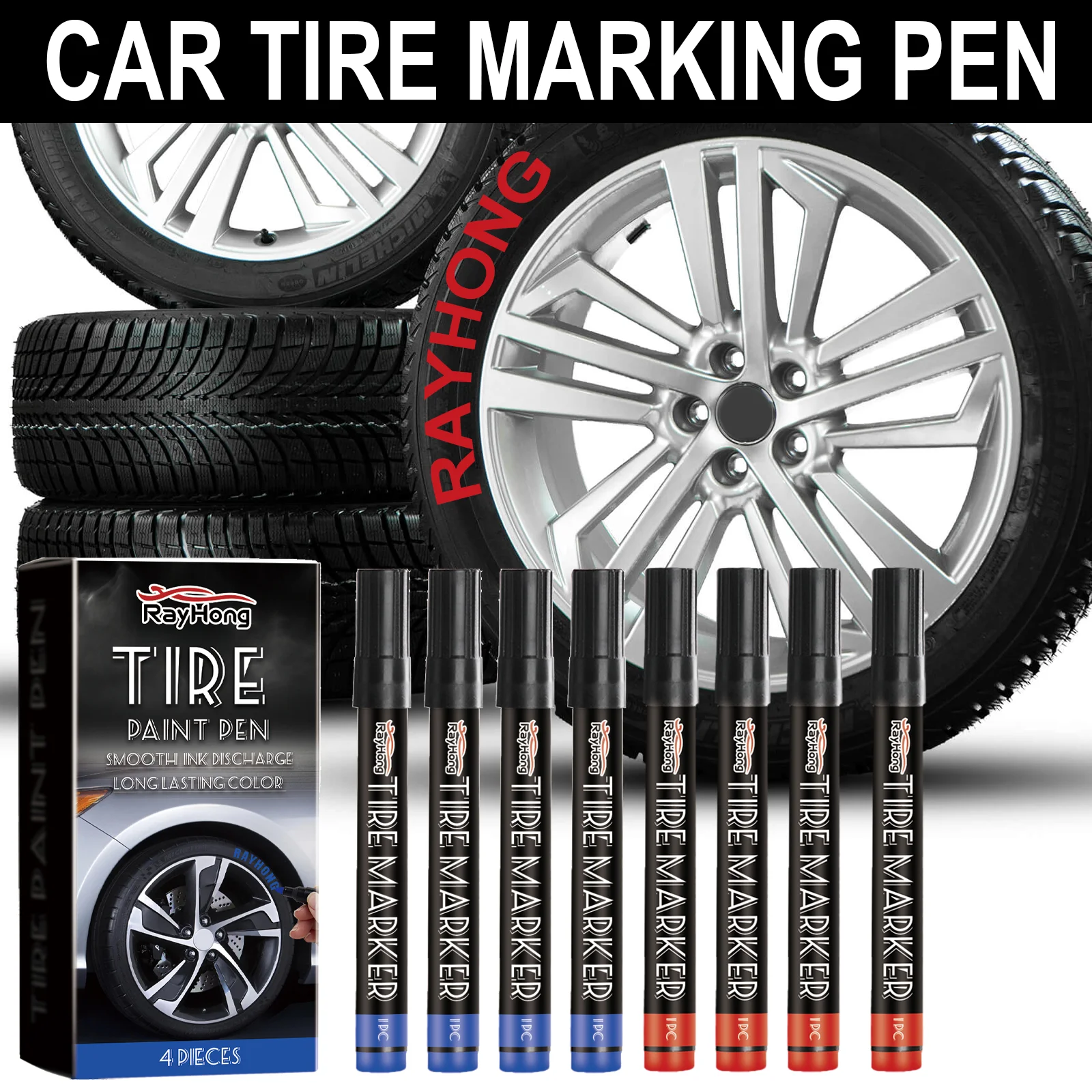 

4 шт., маркер для автомобильных шин, быстросохнущая устойчивая к атмосферным воздействиям ручка для надписей на шинах, креативный дизайн граффити, автоаксессуары
