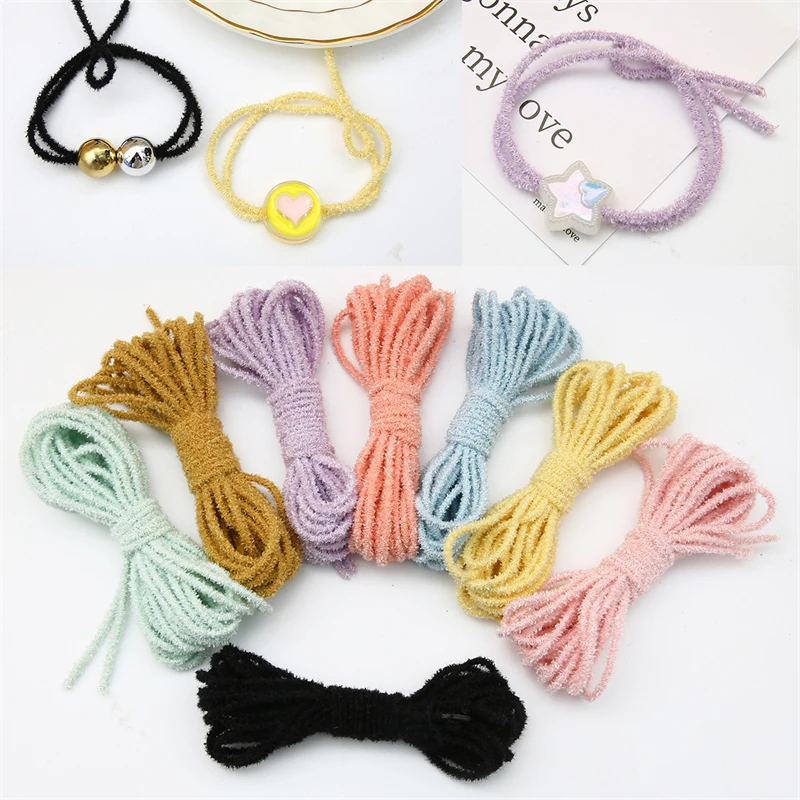 5 Meters/Lot 3mm Thick Colorful Plush Elastic Rope String Round Stretch Cord Rubber For DIY Hair Tie Accessories Sewing Supplies