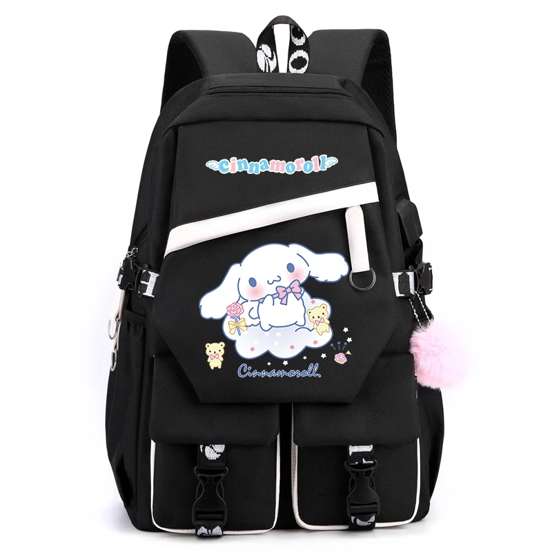 Sanrio-Mochila Cinnamoroll para hombre y mujer, morral escolar para la espalda al colegio, bolsa de viaje de ocio