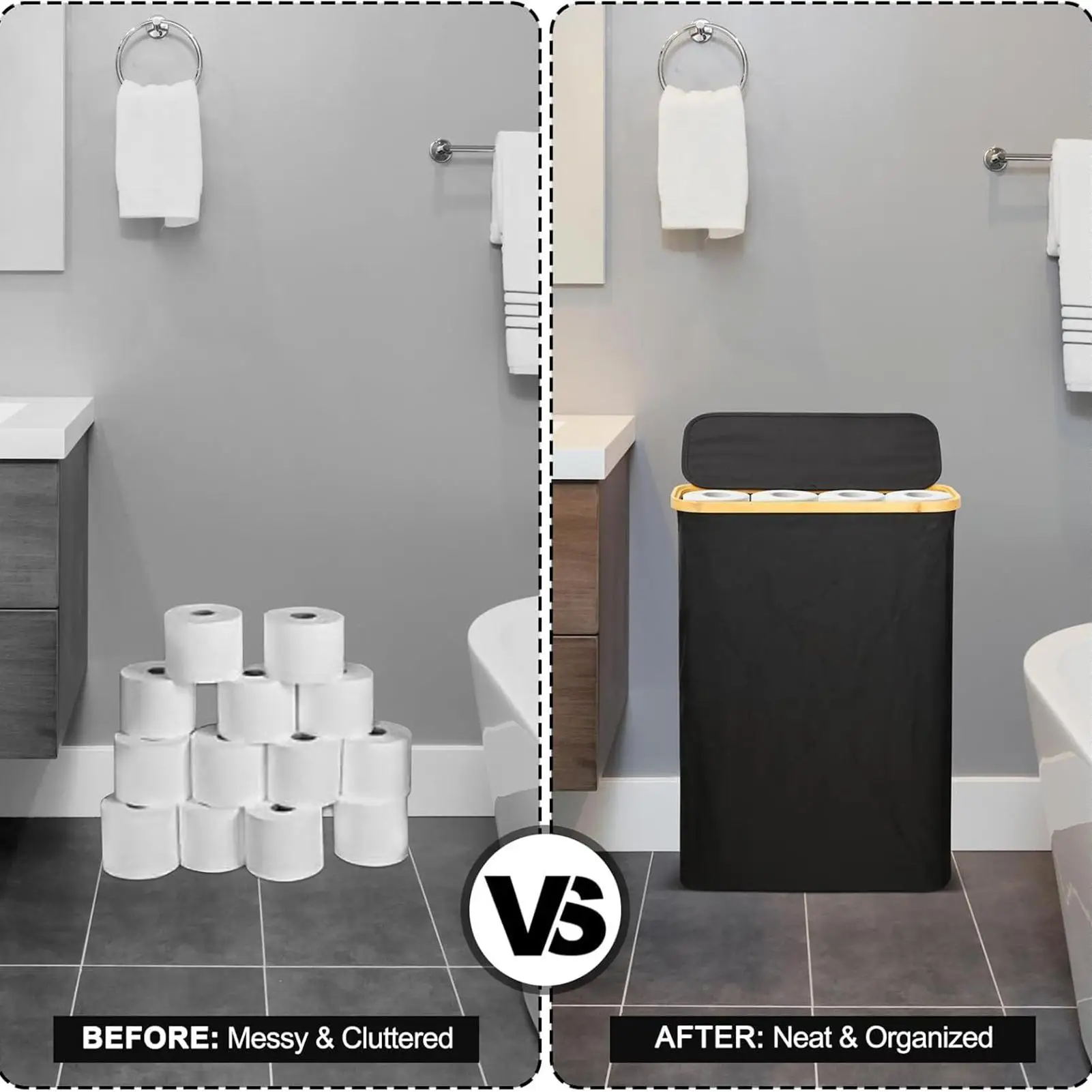 

Органайзер для туалетной бумаги, 52 л, держатель для хранения рулонов бумаги с крышкой и ручкой, компактный органайзер для туалетной бумаги для душа в ванной комнате