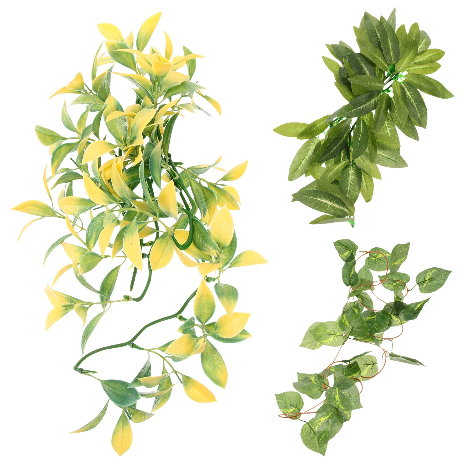 

3Pcs Artificial Terrarium Vines Safe Plastic Climbing Plant Decor for Reptile Tank Hanging Simulation Vine Ornament