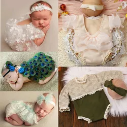 Neugeborenen Fotografie Requisiten Kleidung Baby Mädchen Spitze Romper + Stirnband Outfit Baby Jungen Karriere Cosplay Kostüm Baby Foto Schießen