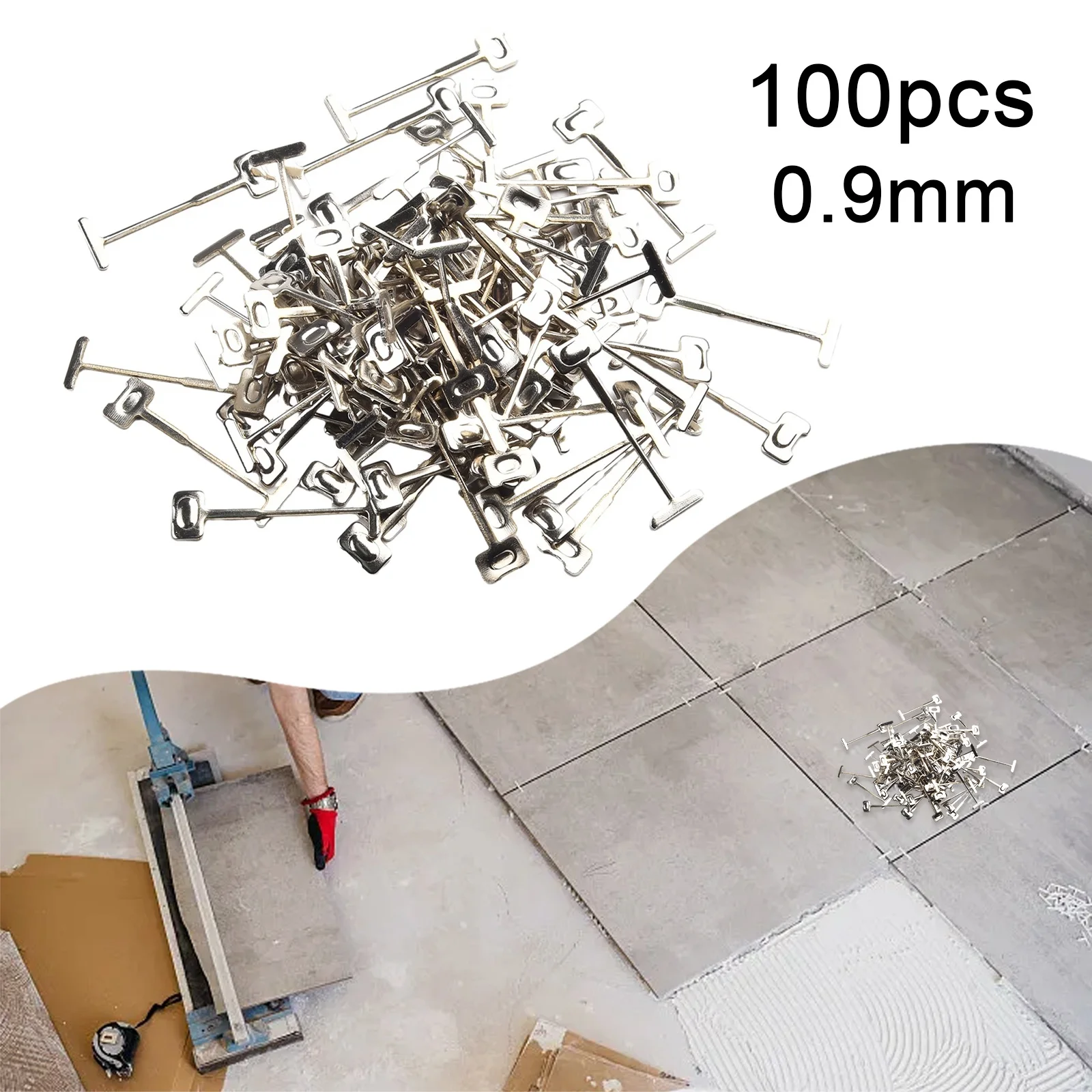 100 Pcs 0.9mm/1.5mm Sample Tile Leveling Wedges System T-Shaped Steel Needle Alignment Ceramic Positioning Construction Tools