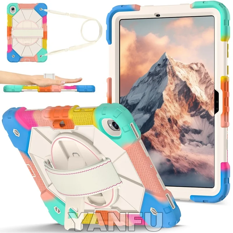 

With Pen Holder Case For Samsung Galaxy Tab S11 11 inch SM-X730 SM-X736 Funda 360 Rotation Hand Shoulder Strap Shockproof Cover