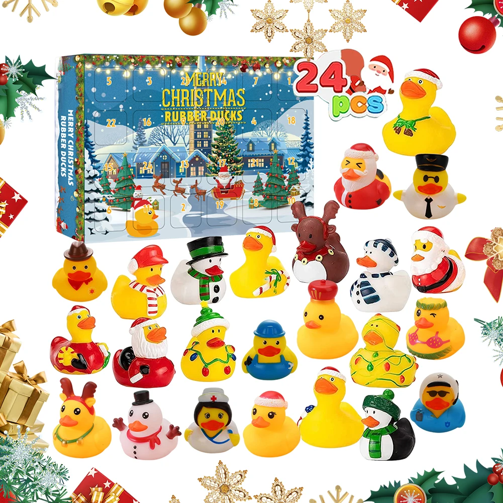 

24 Days Xmas Countdown Rubber Duck Set with 24 Rubber Ducks Bath Toys Duck Toy Advent Calendar for 14 + Year Old Kids