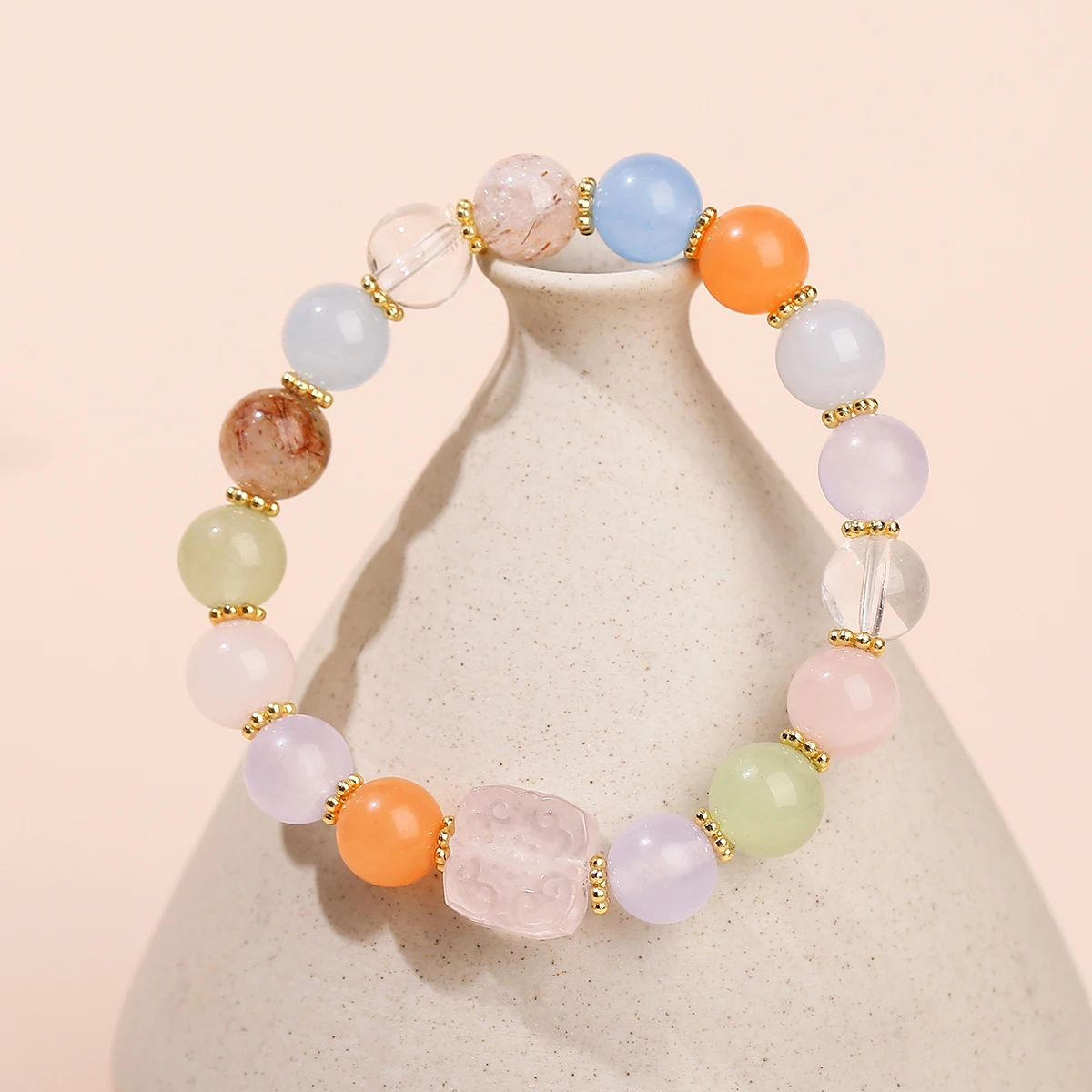 JD الحجر الطبيعي متعدد الألوان العقيق الأسود سوبر سبعة الكوارتز محظوظ تصميم سوار للنساء أزياء كريستال الطاقة المجوهرات #5