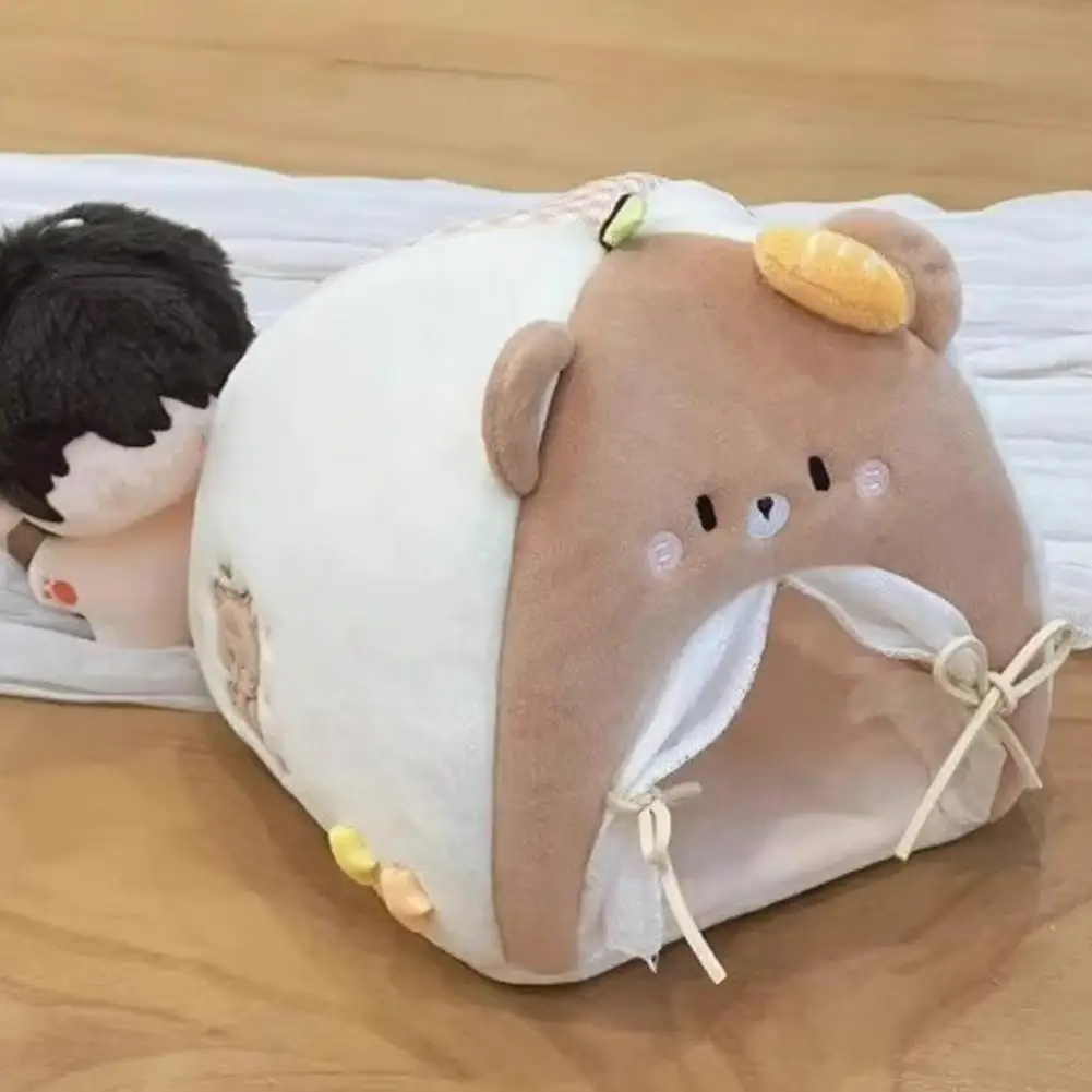 Kids Imaginative Play Set Plush Shape Doll Bed for Children Miniature Furniture Tent Bed for Dolls Role Play Toy Cozy Indoor