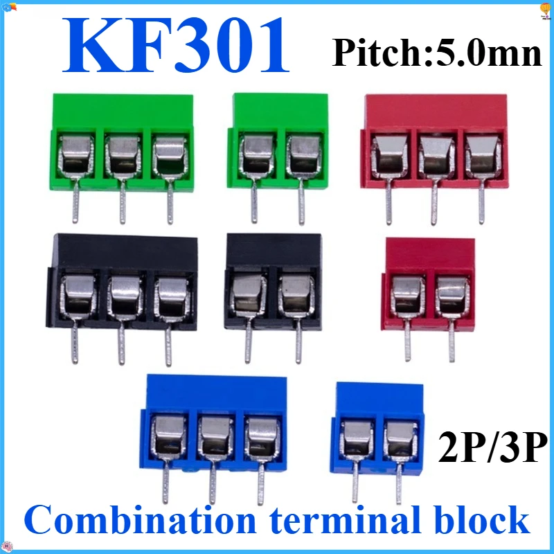 

KF301 PCB Terminal Block Connector Kit 10/20pcs Straight Pin Pitch 5.0mm 2P 3P Screw Terminal Blocks Assortment for Electronics
