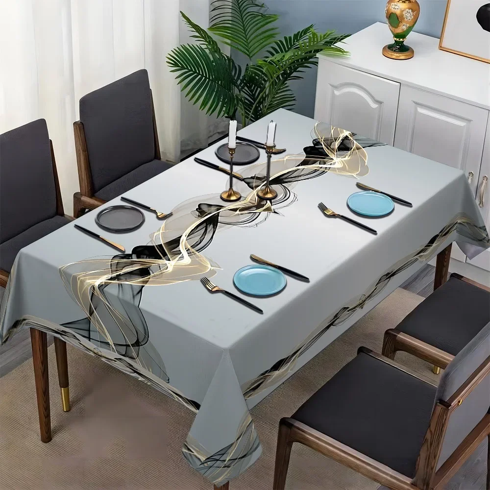 1 piece of abstract line art tablecloth, creating a modern and luxurious dining table. Polyester fiber tableclothxzj